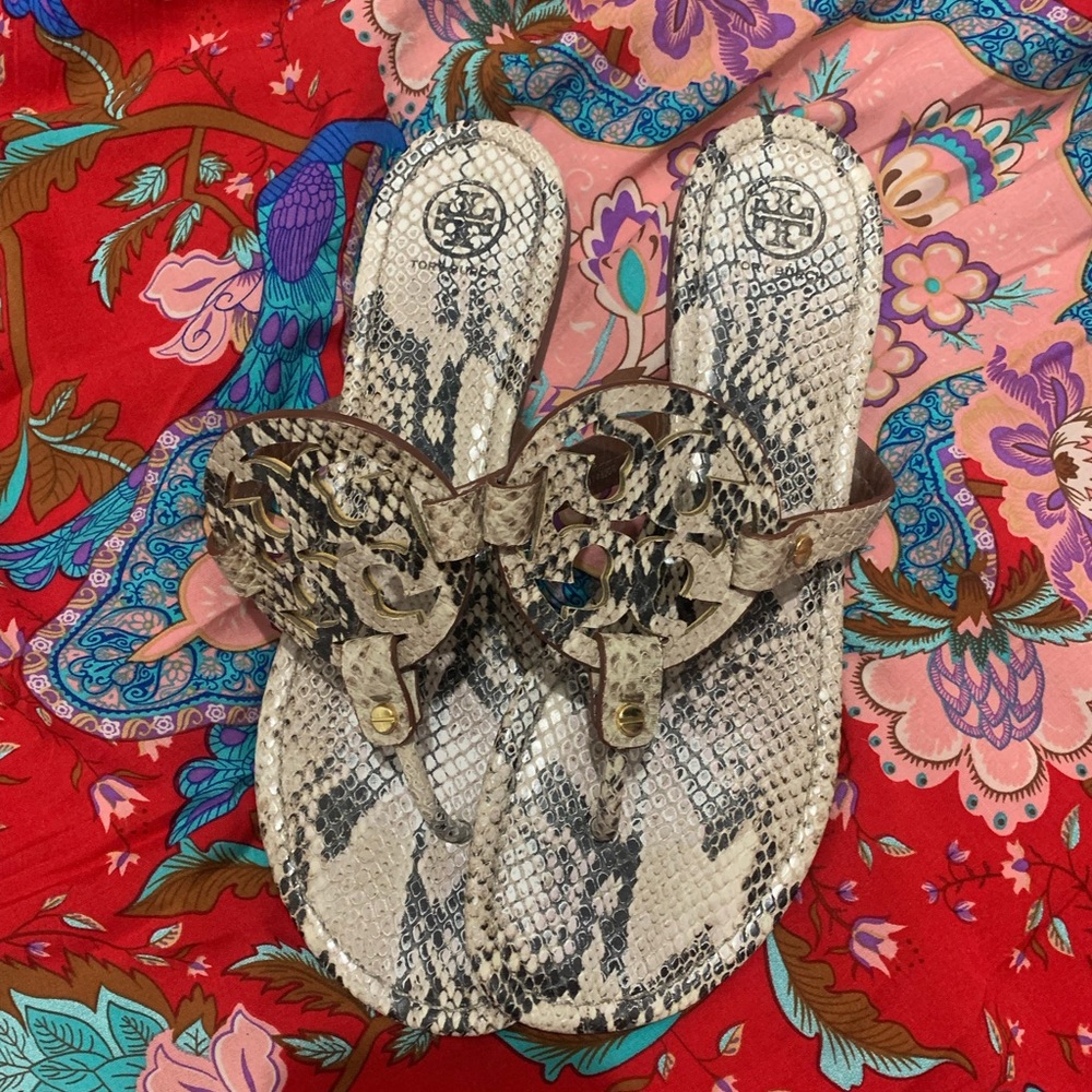 Tory Burch snakeskin Miller sandal size 10